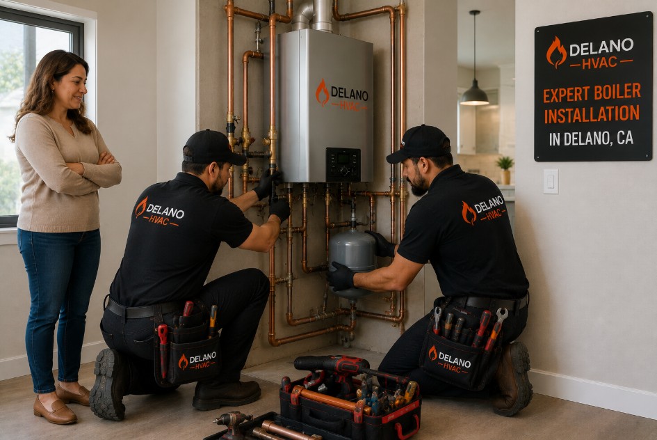 delano hvac expert installing new boiler system
