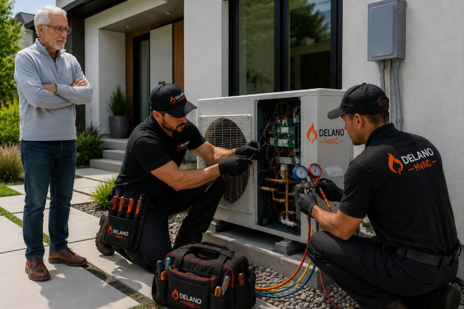 delano hvac experts repairing heat pump