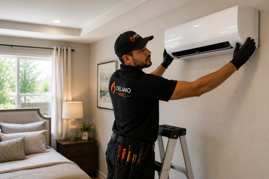 Mini split AC installed in Delano bedroom